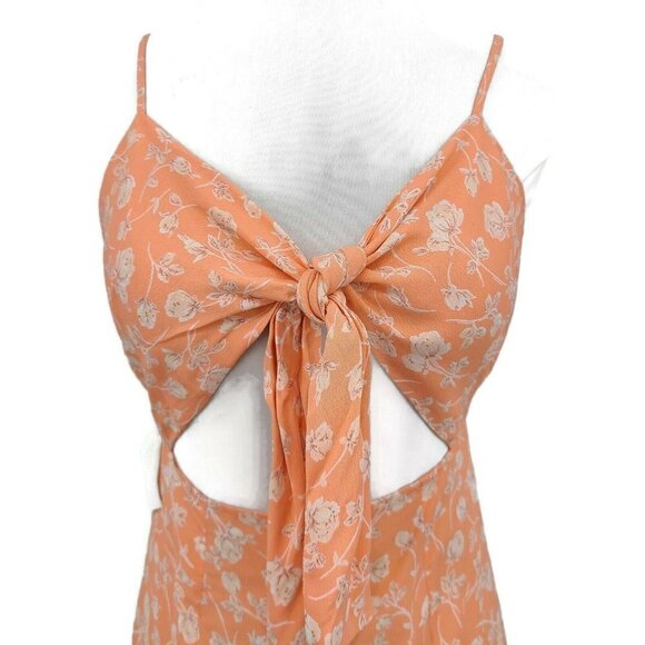 New Blue Life Twilight Tie Front Mini Dress Womens XS Blushing Garden Peach - Picture 4 of 8